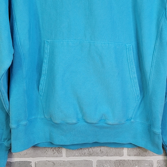 Champion Reverse Weave Y2K Light Blue Spell Out Hoodie Hooded Sweatshirt Men's M - Picture 6 of 16